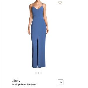 Likely Brooklyn front slit gown. Blue.